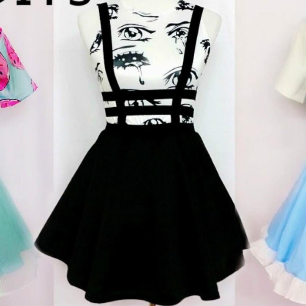 Black Caged Suspender Skirt